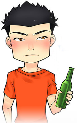 Cartoon of a boy with Asian flush