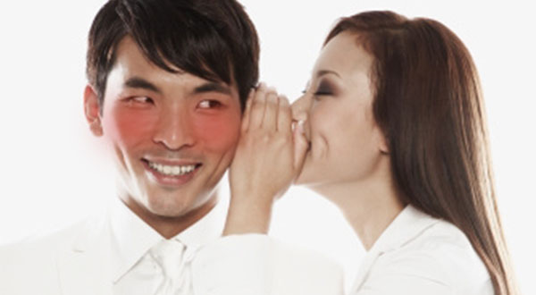 Couple with red face from alcohol